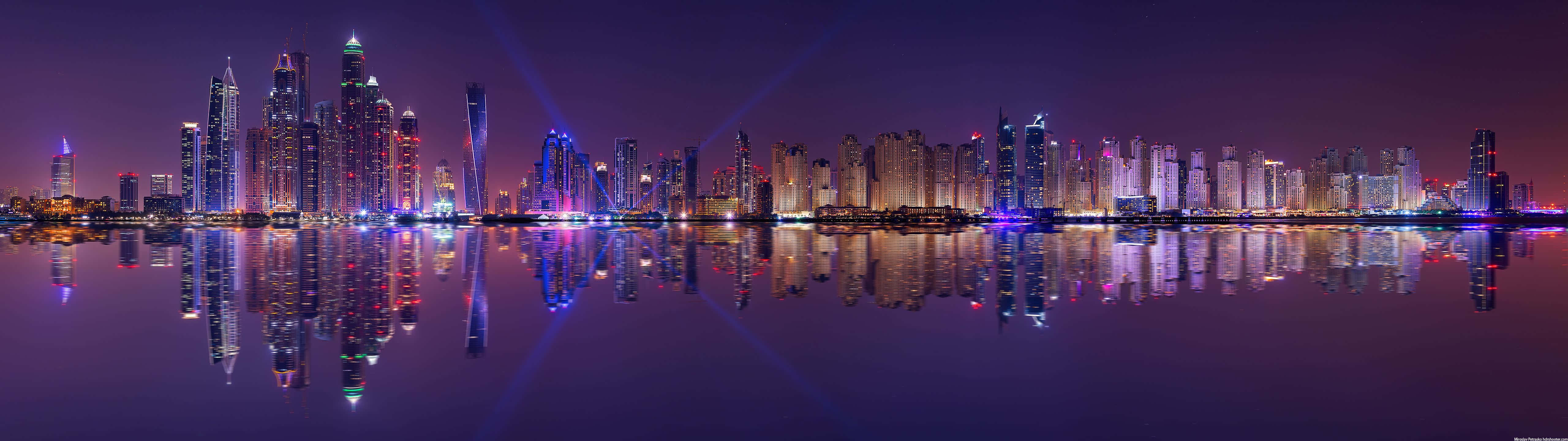 Dubai Marina Night Panorama Background