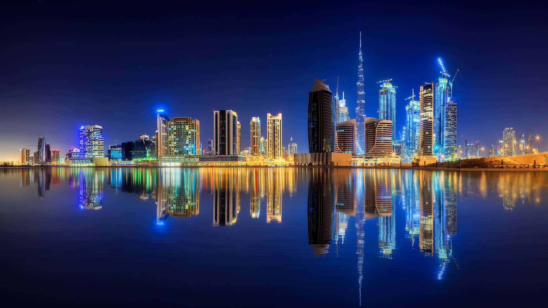 Dubai Night View Buildings Lights