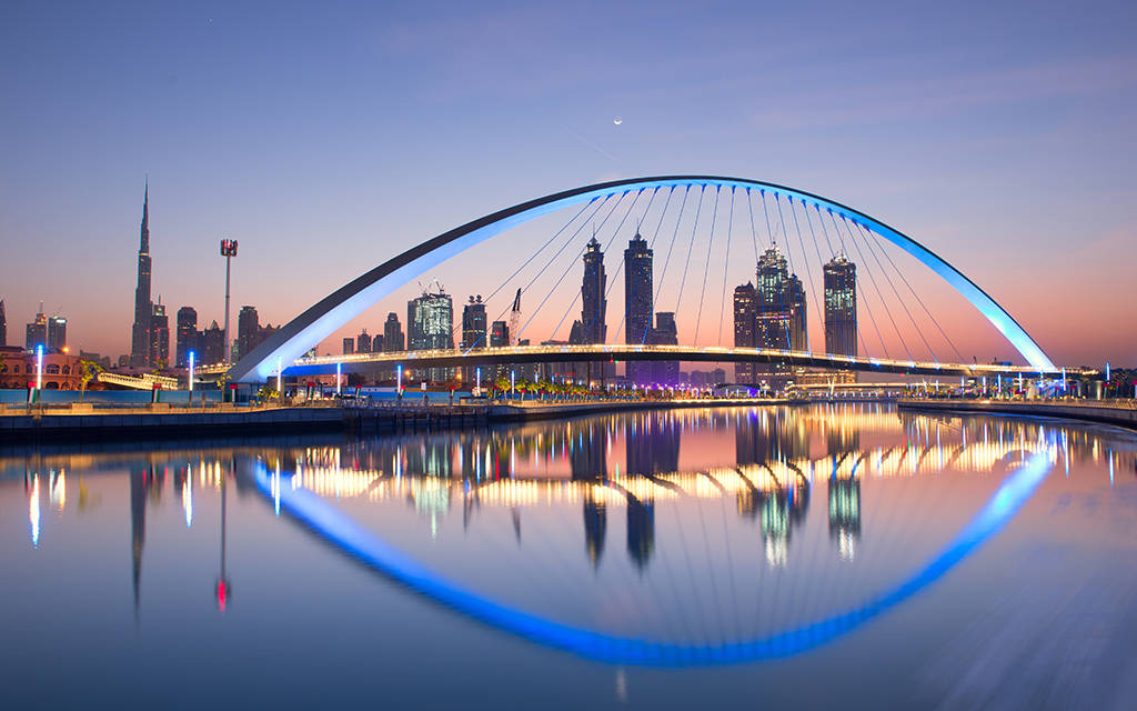 Dubai Water Canal In The Uae Background