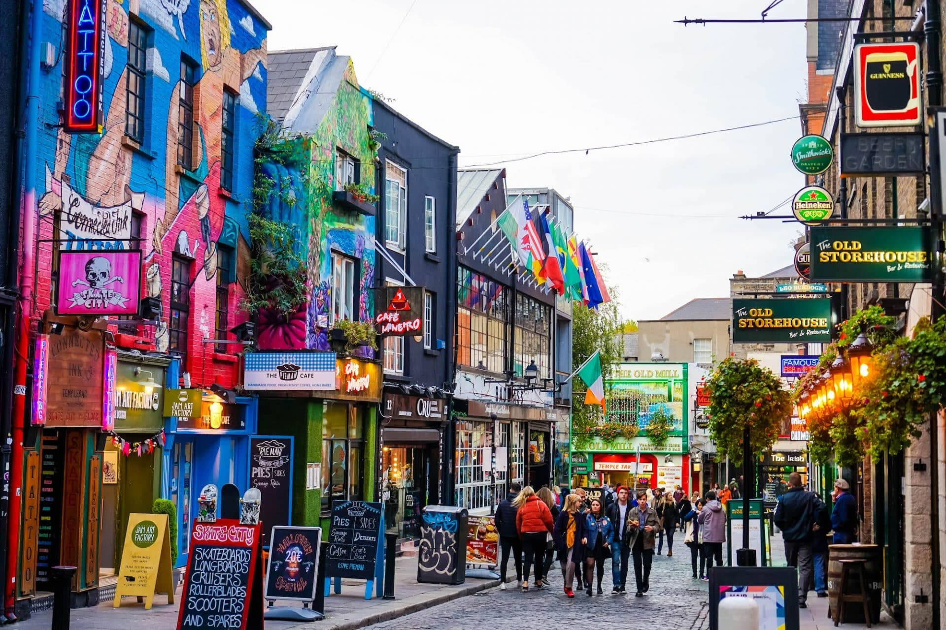 Dublin Pubs And Shops Background