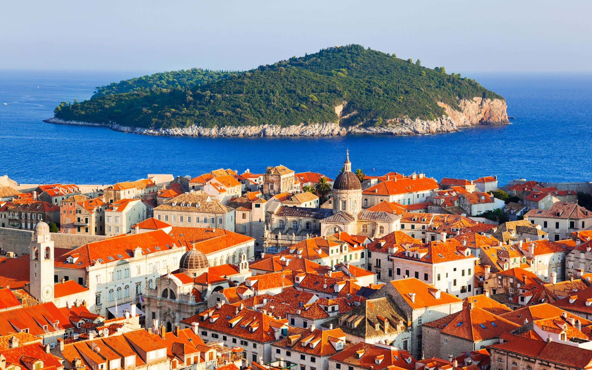 Dubrovnik City Facing An Island Background