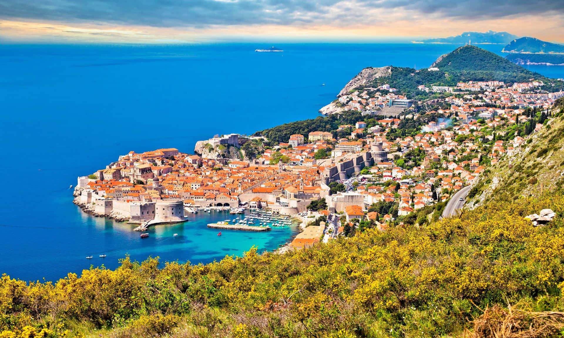Dubrovnik City In Southern Crotia Background
