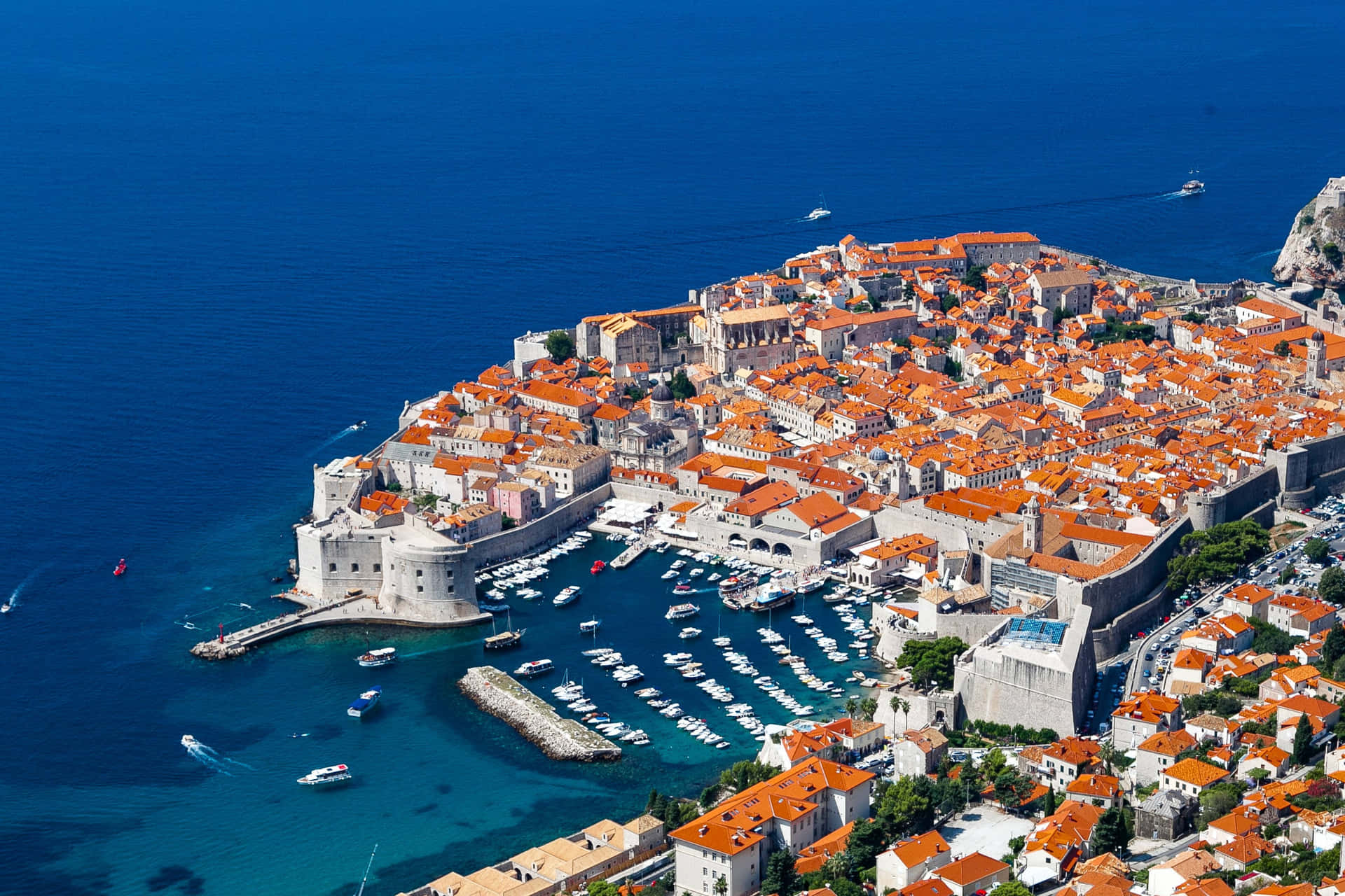 Dubrovnik City With A Port Background