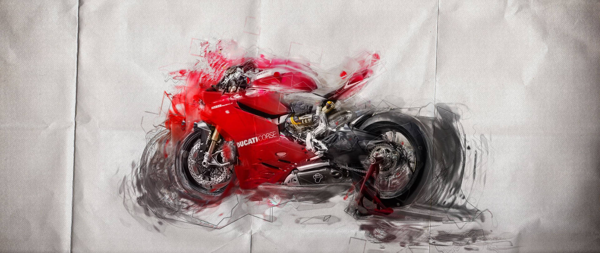 Ducati Corse Red Bike Illustration Background