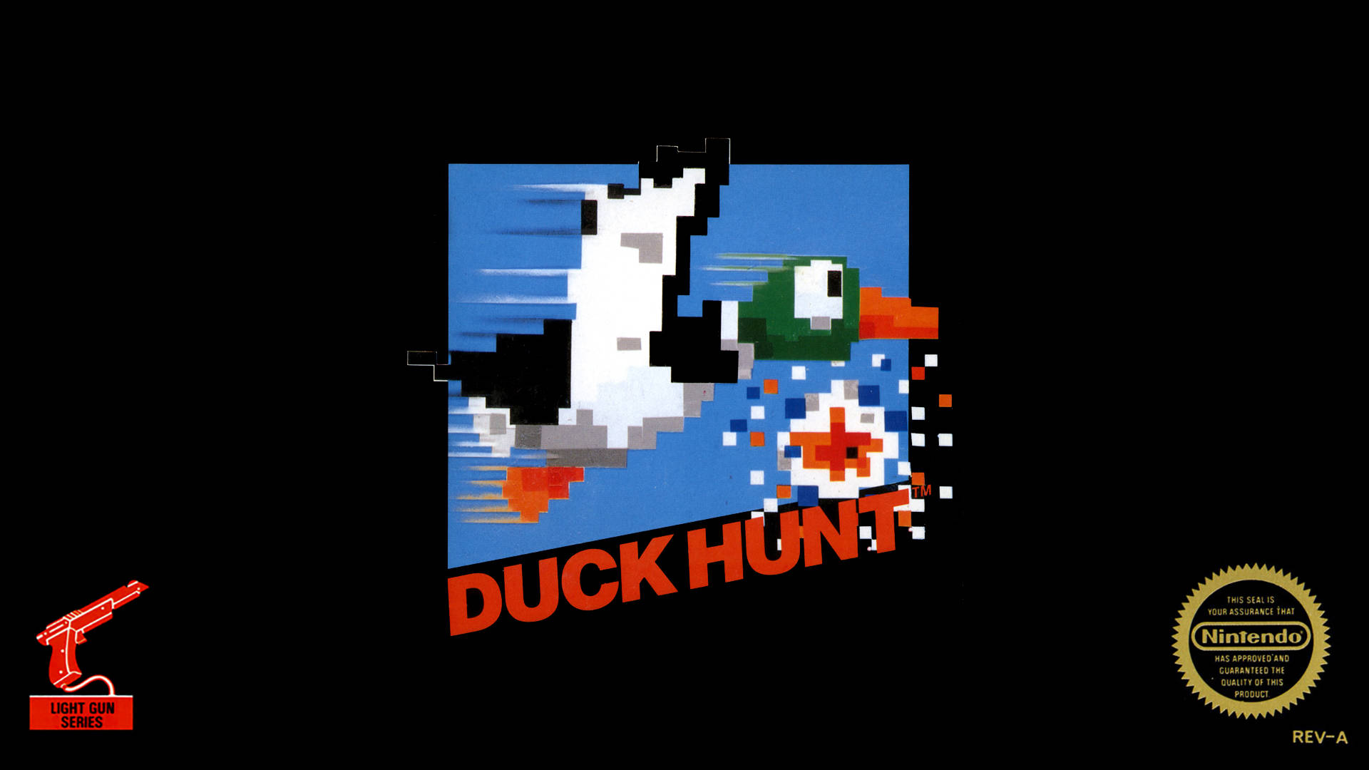 Duck Hunt Logo On Black Background Background