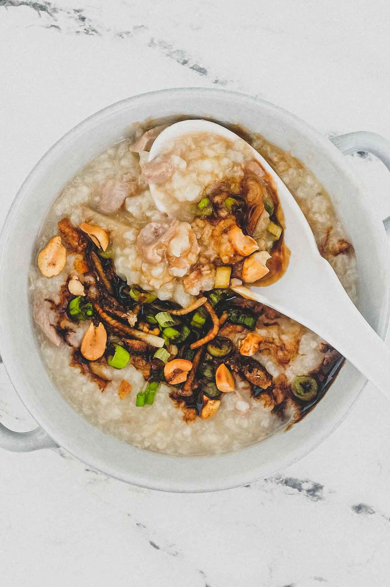 Duck Rice Congee Overhead Angle Shot Background