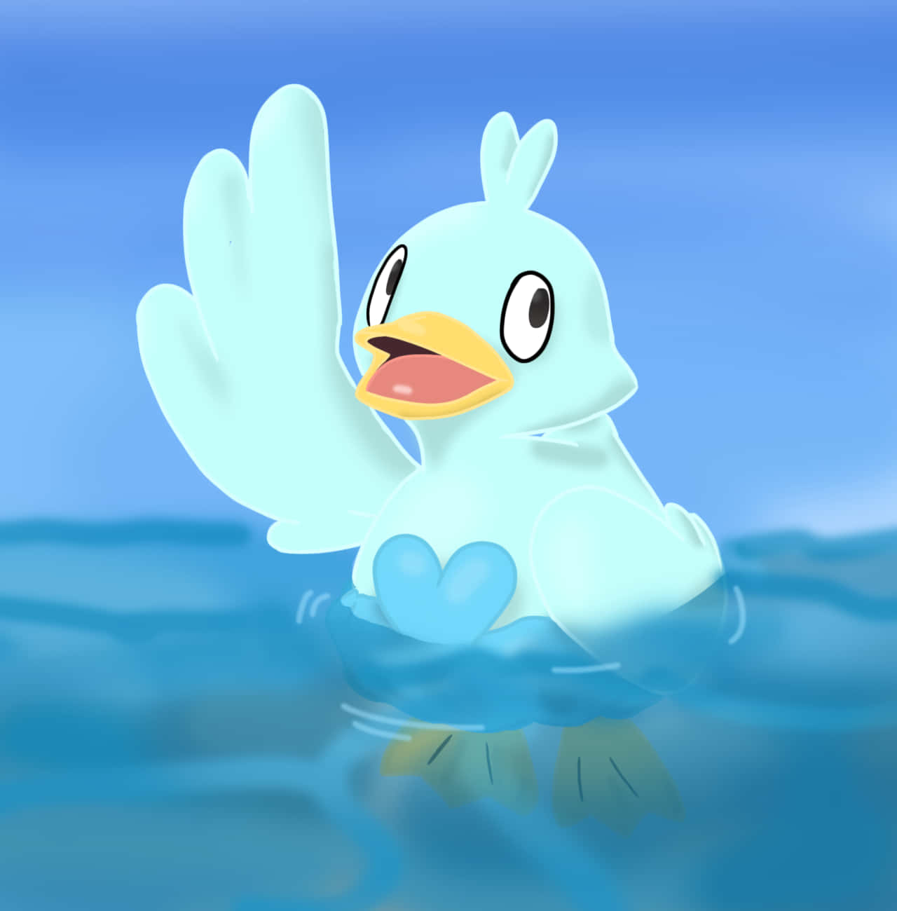 Ducklett On Water Background