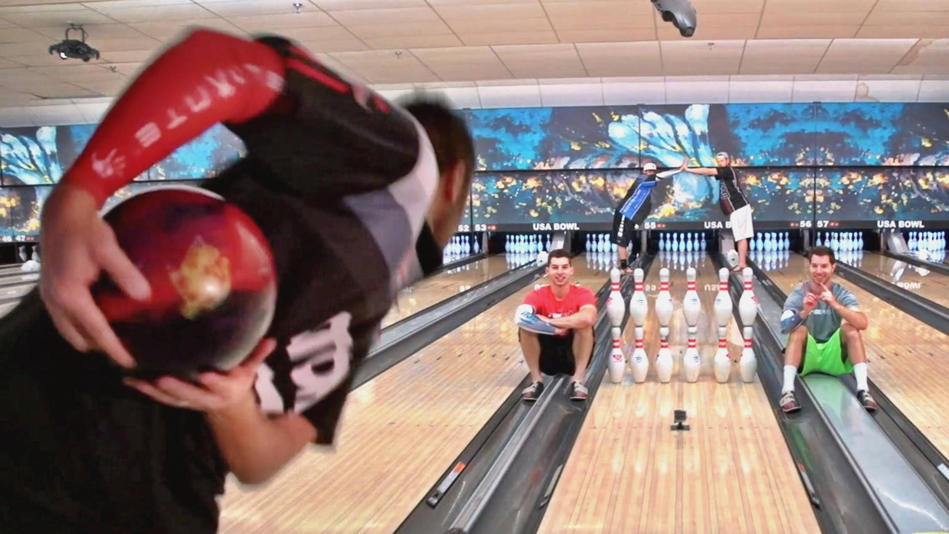 Dude Perfect Bowling Alley Background