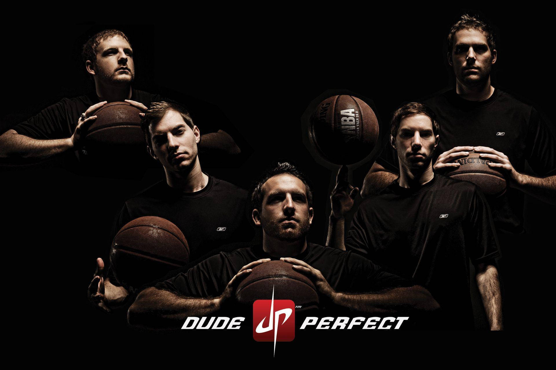 Dude Perfect Holding Basketballs Background