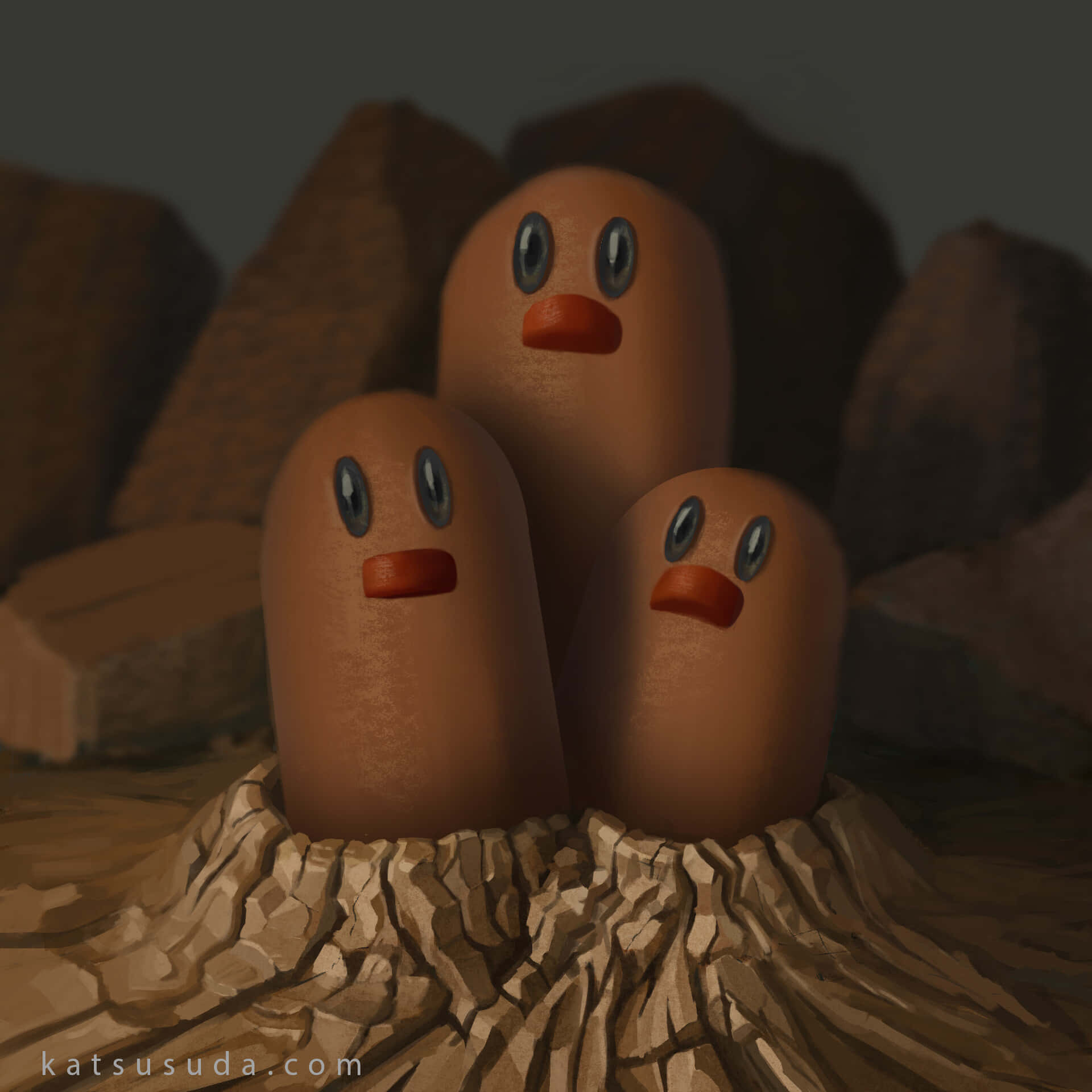 Dugtrio Buried In Dry Soil