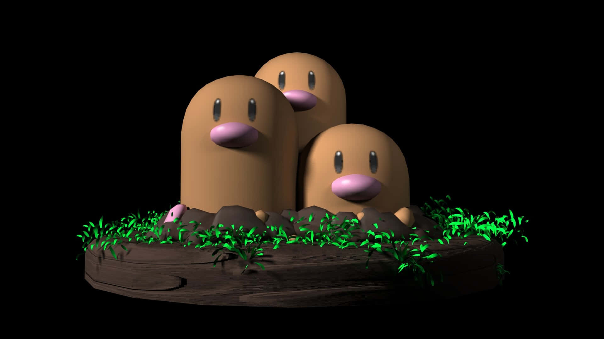 Dugtrio On Top Of Grass