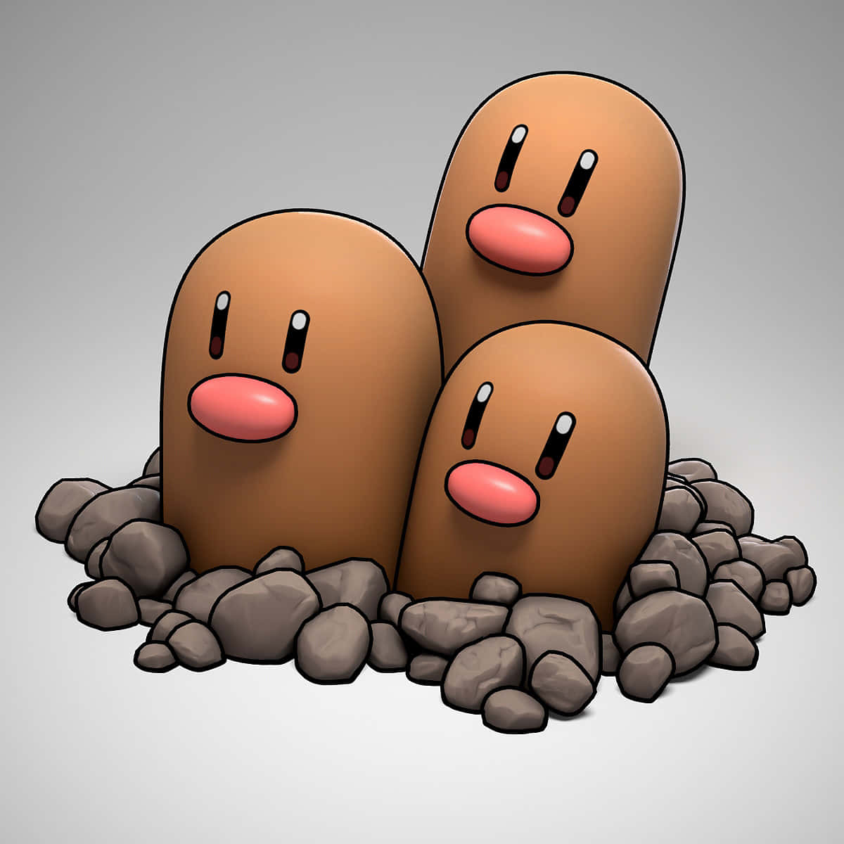 Dugtrio Surrounded By Rocks Background