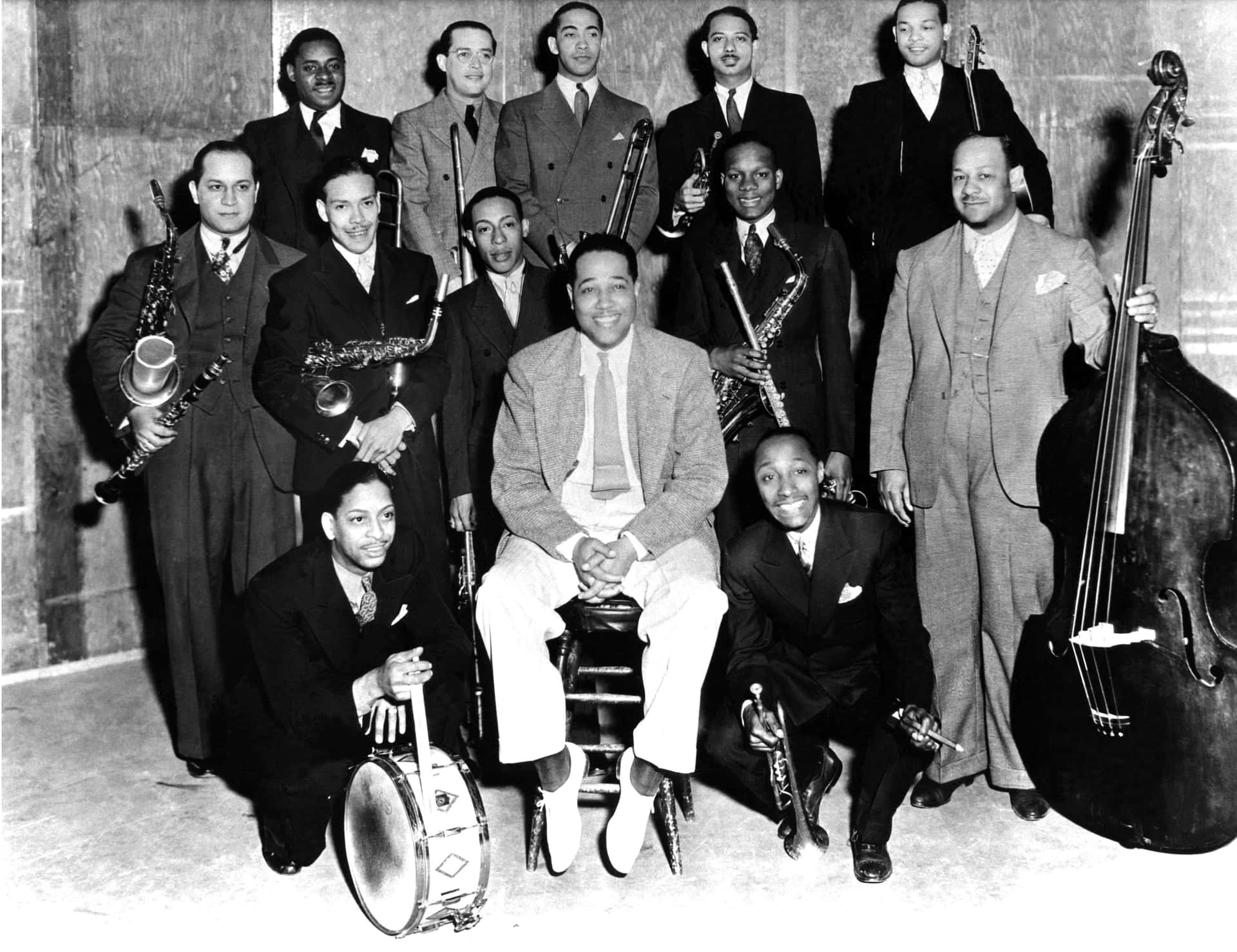 Duke Ellingtonand Orchestra Vintage Photo Background
