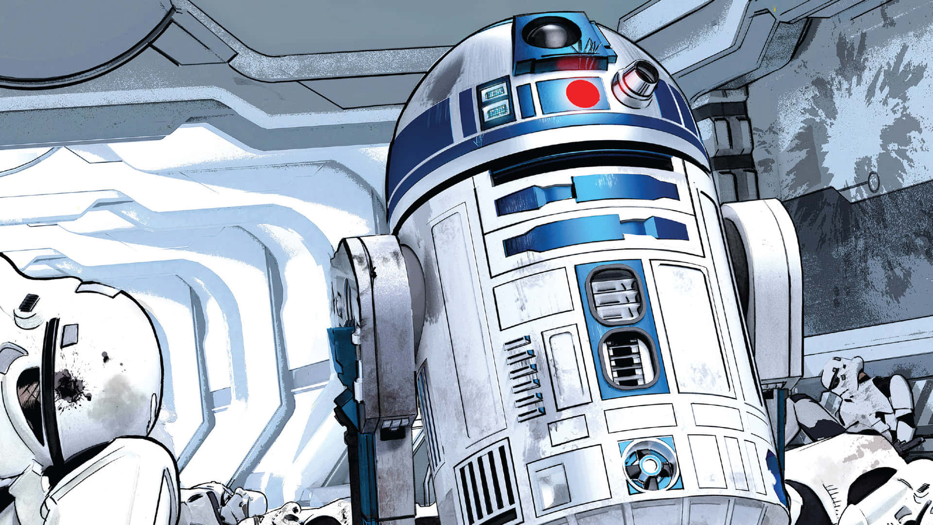 Duly Dented R2d2 From Star Wars Background