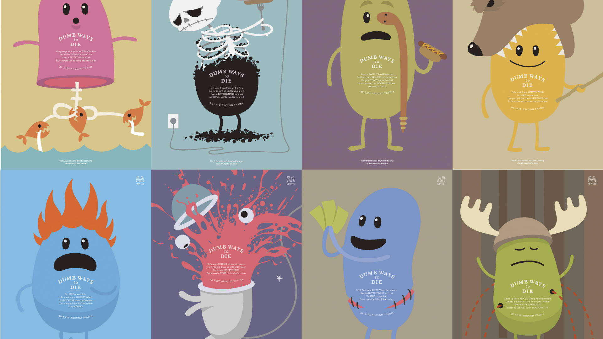 Dumb Ways To Die - Characters Collection Background