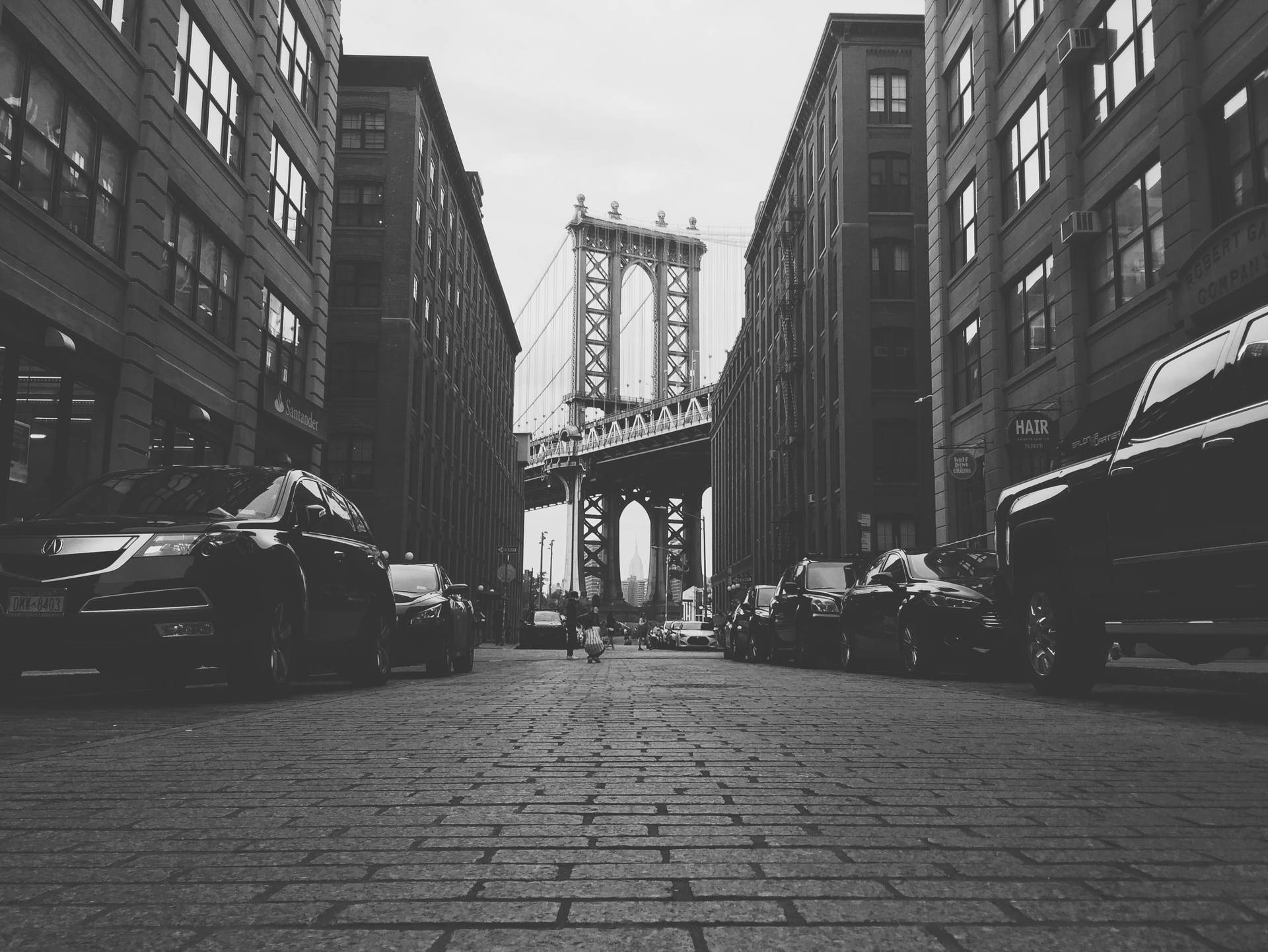 Dumbo Street New York Black And White Background