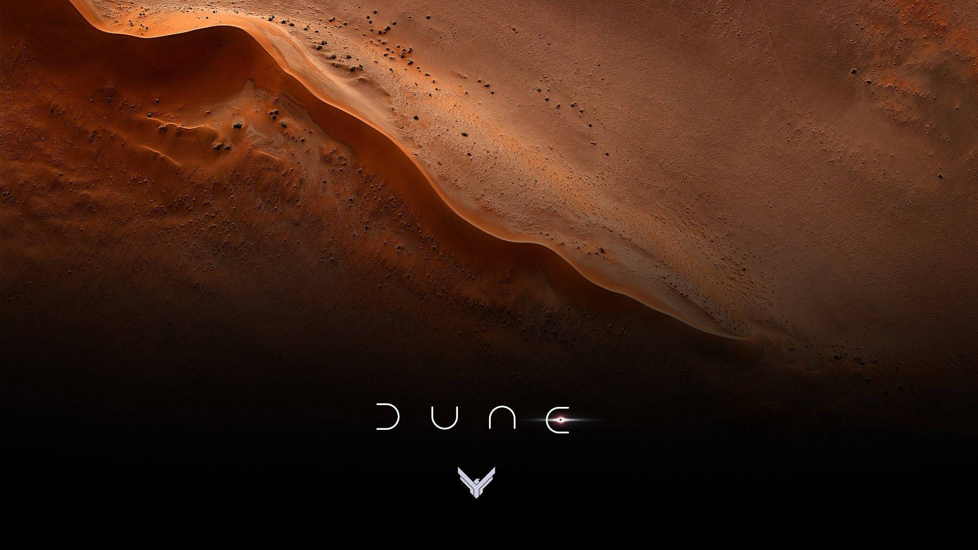 Dune - A Desert With A Red And White Background Background