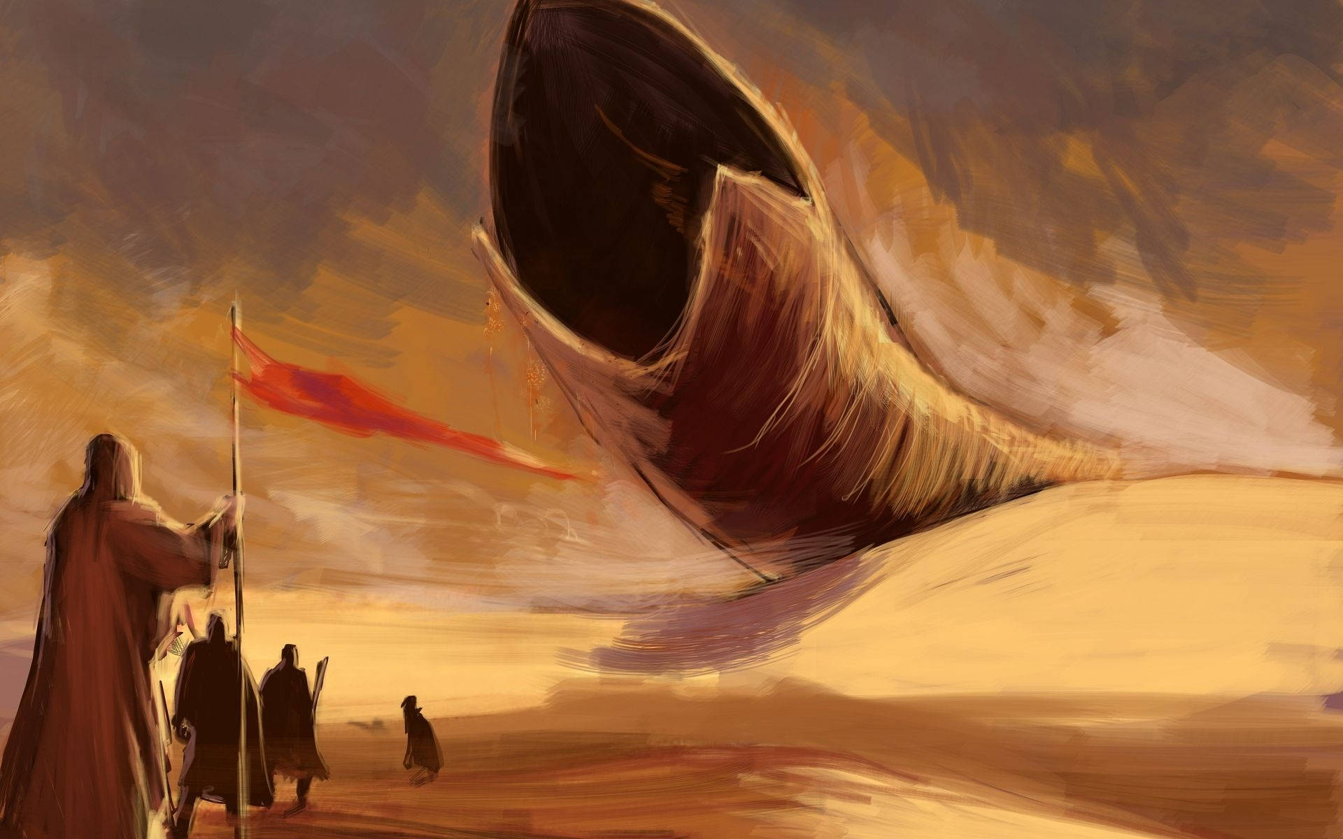 Dune Movie Cartoon Paint Art Monster Background