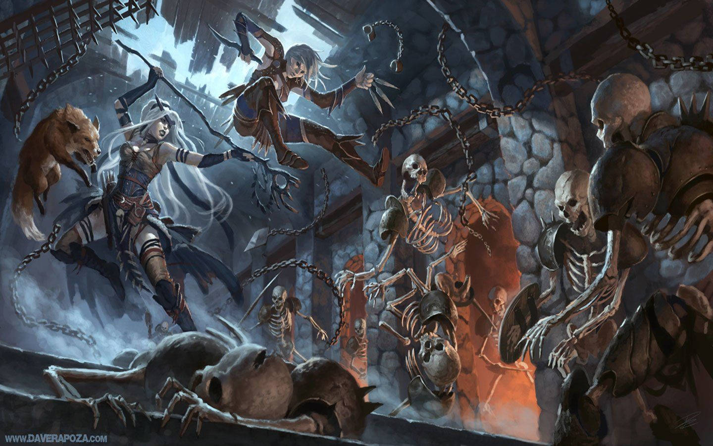 Dungeons And Dragons Fighting Skeletons Background