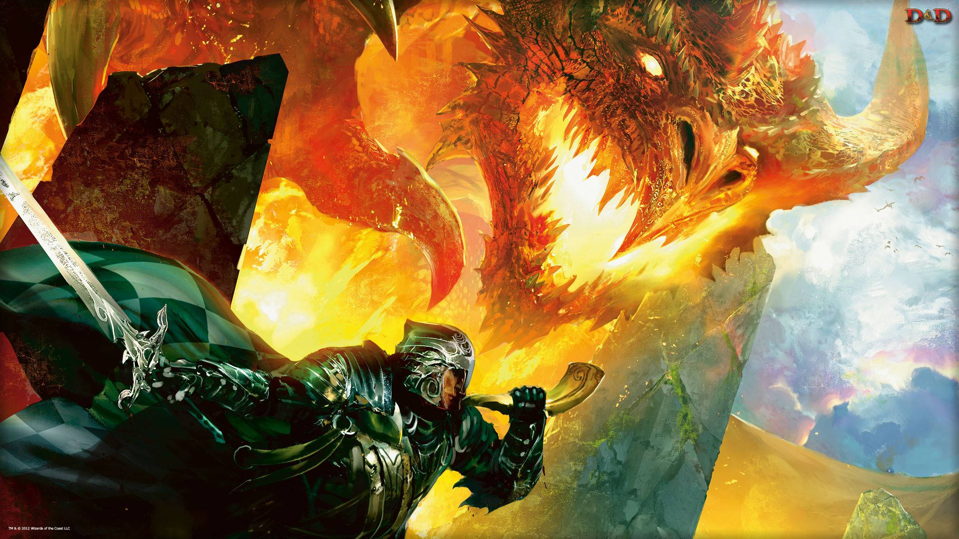 Dungeons And Dragons Fire Dragon Vs Warrior Background
