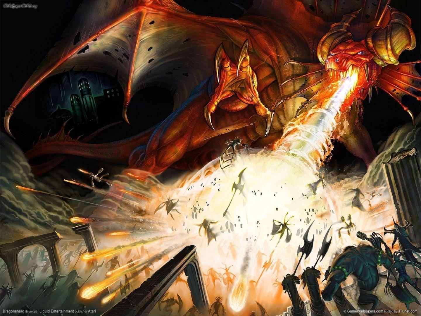 Dungeons And Dragons Red Dragon On Fire Background
