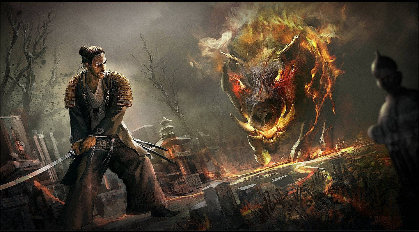 Dungeons And Dragons Samurai Vs Burning Beast Background