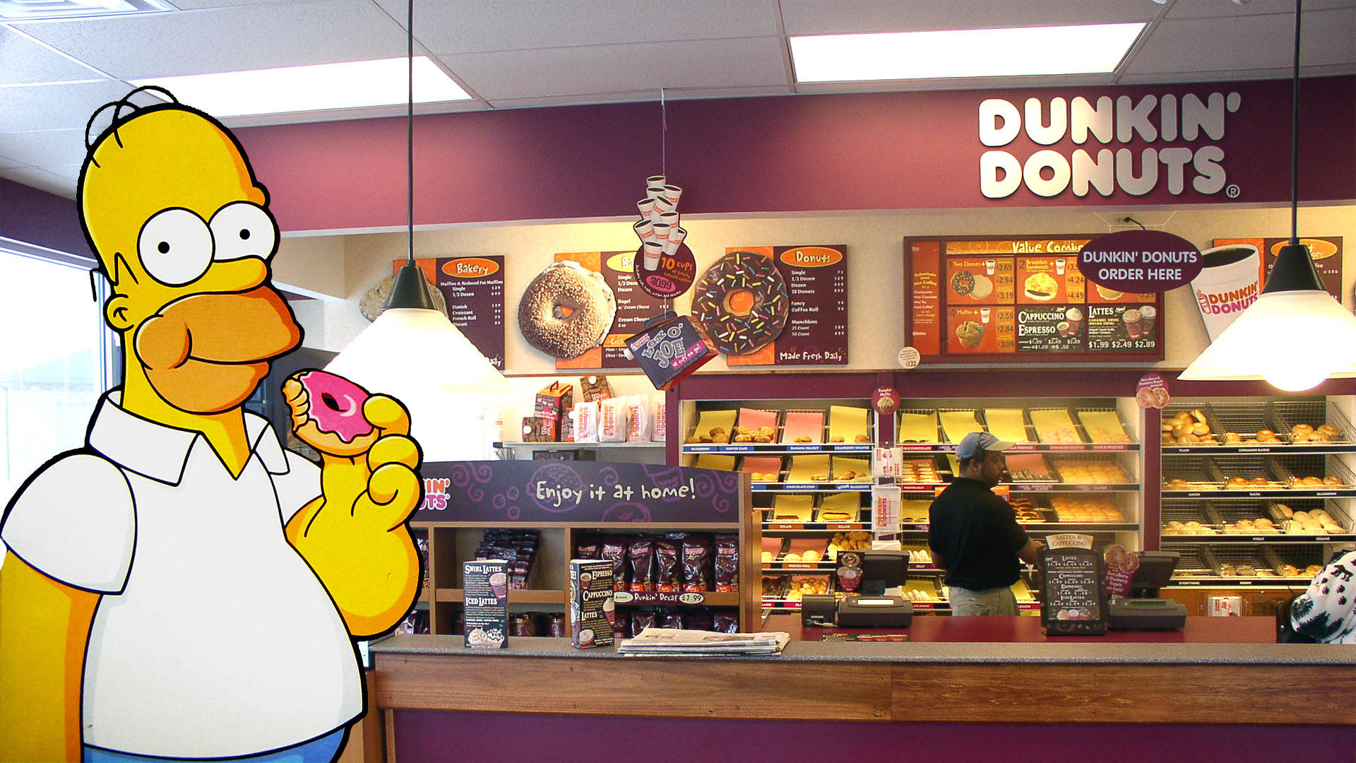 Dunkin Donuts And Homer Simpson Background