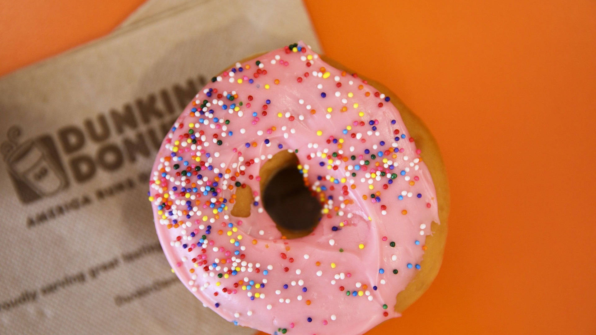 Dunkin Donuts Strawberry Sprinkled Donut Background