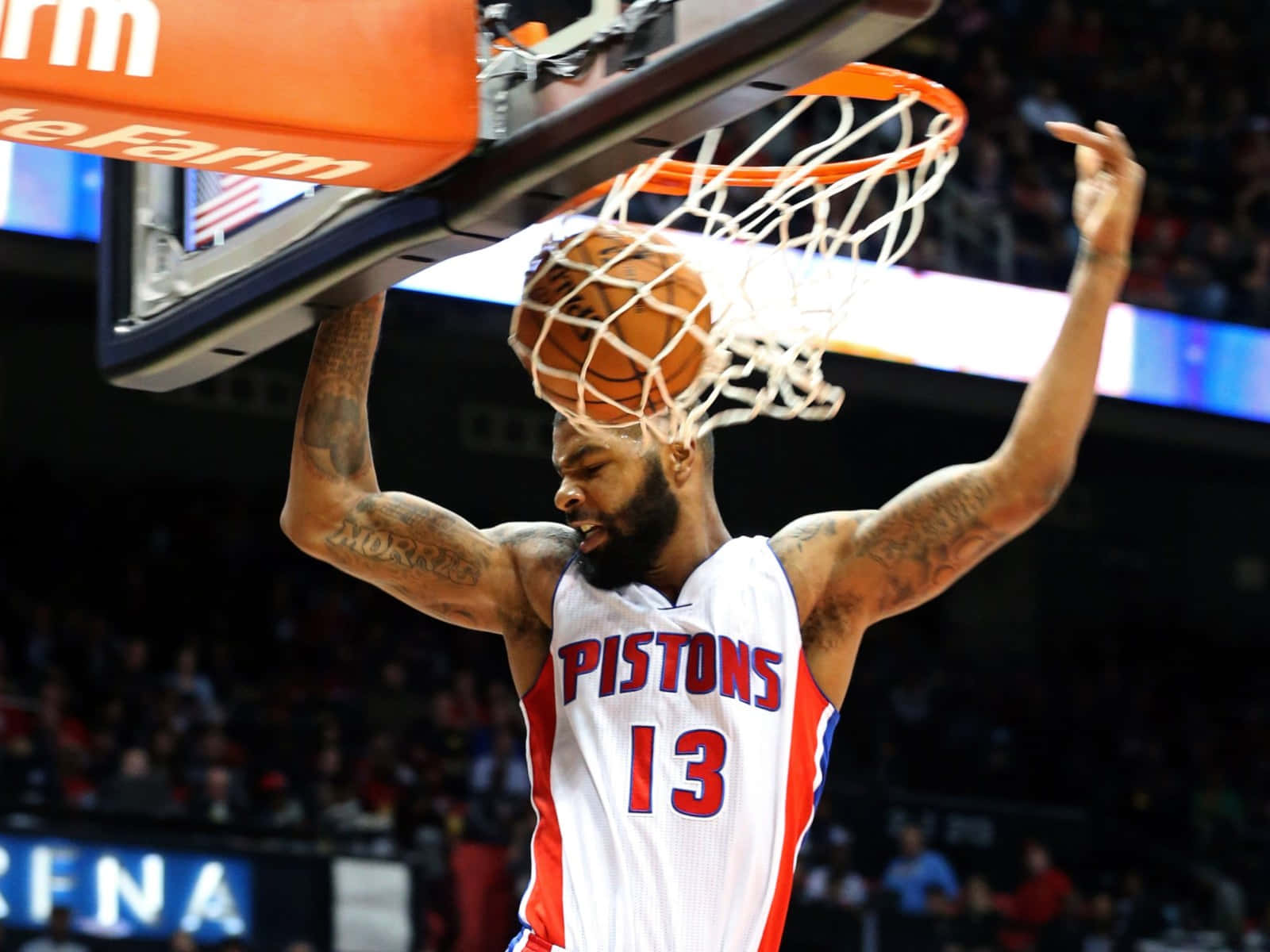 Dunking Detroit Pistons Marcus Morris Number 13