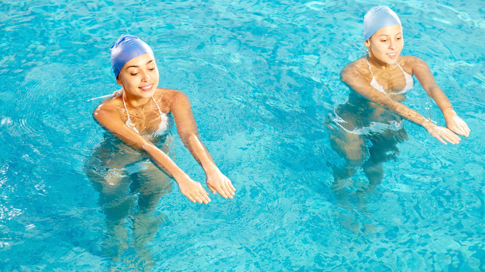 Duo In Artistic Swimming Competition Background