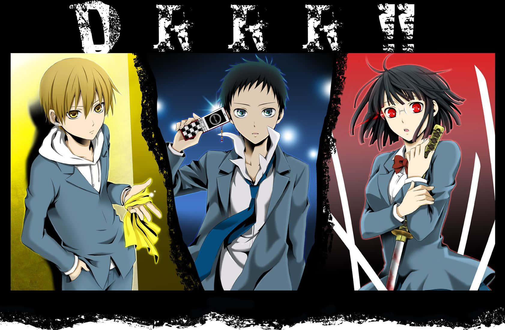 Durarara Anime Characters Gathering In The City Background