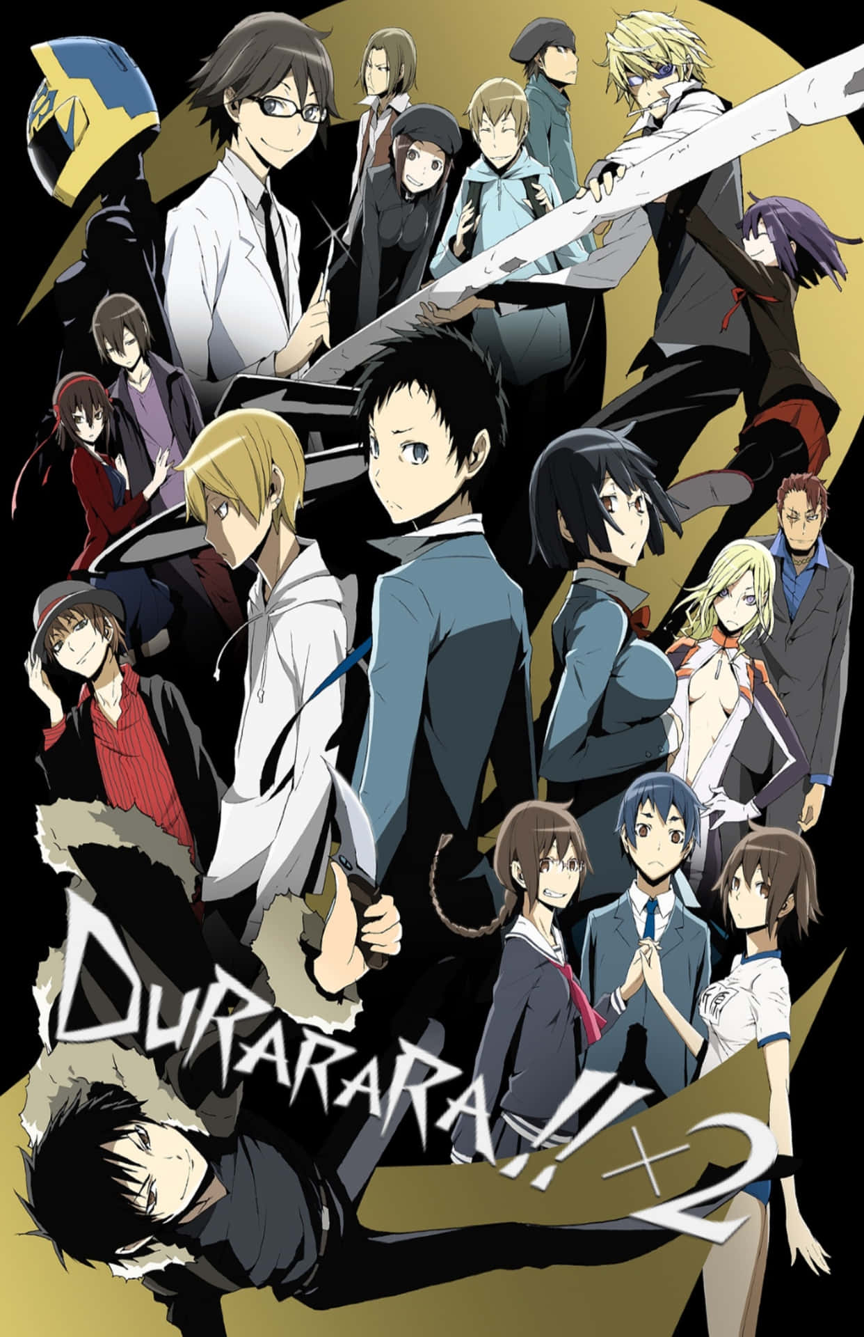 Durarara Anime Characters In Ikebukuro Background