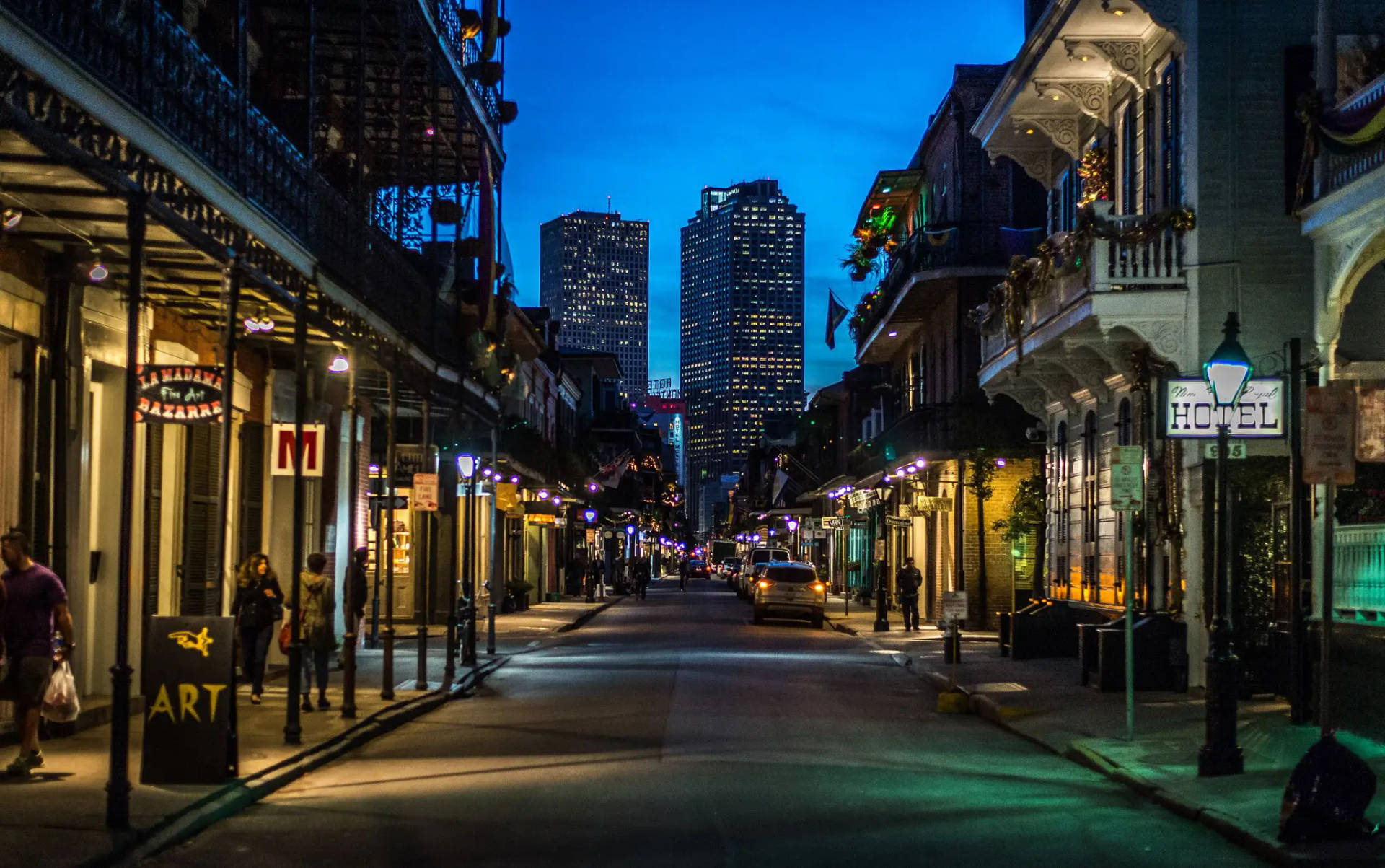 Dusk In New Orleans Bourbon Street Background