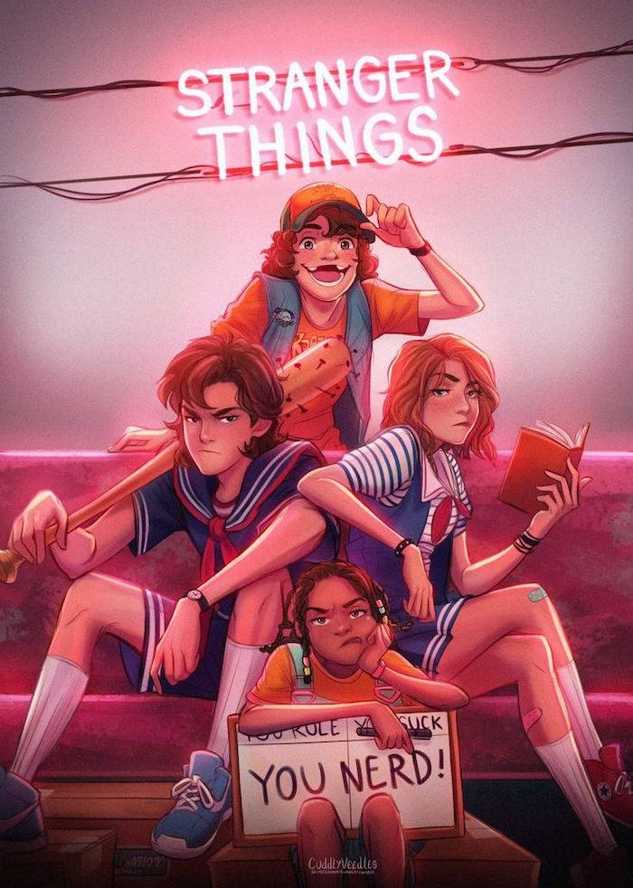 Dustin And Friends From Stranger Things Phone Background