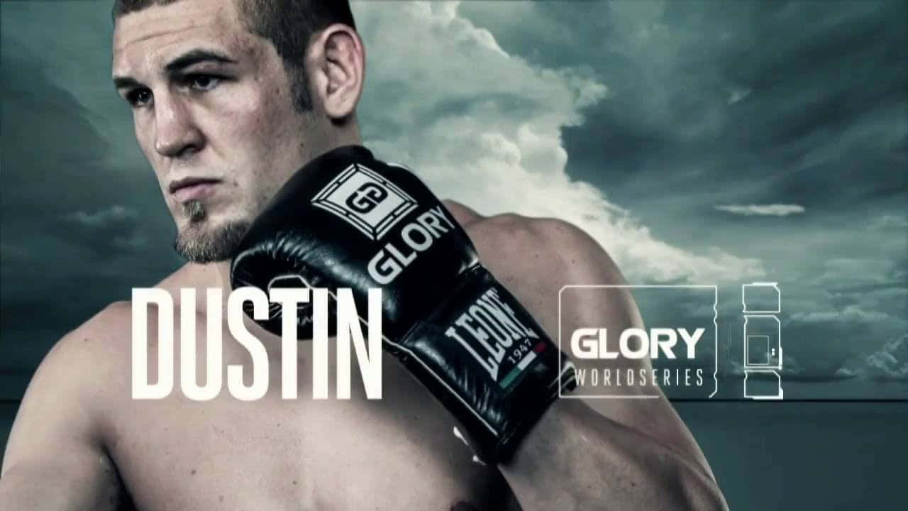 Dustin Jacoby Showing His Fighting Spirit In The Ring. Background