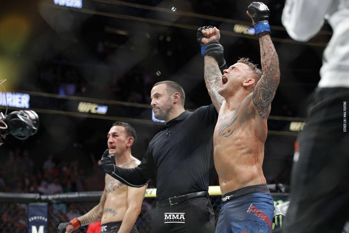 Dustin Poirier Celebrating Win Background