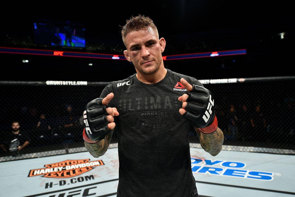 Dustin Poirier Showing Off Gloves