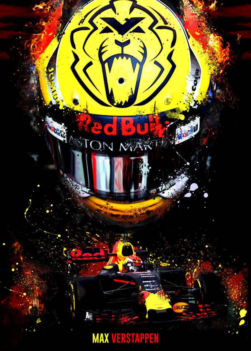 Dutch Sensation Max Verstappen Donning F1 Red Bull Racing Helmet Background