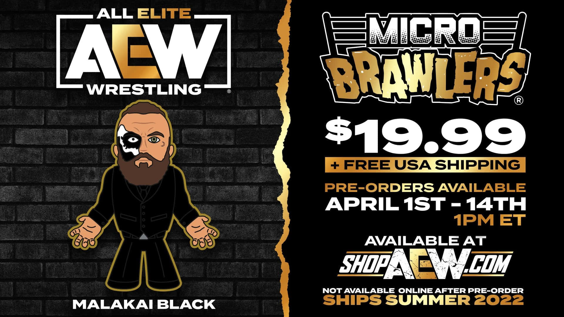 Dutch Wrestler Malakai Black Aew Micro Brawlers Background