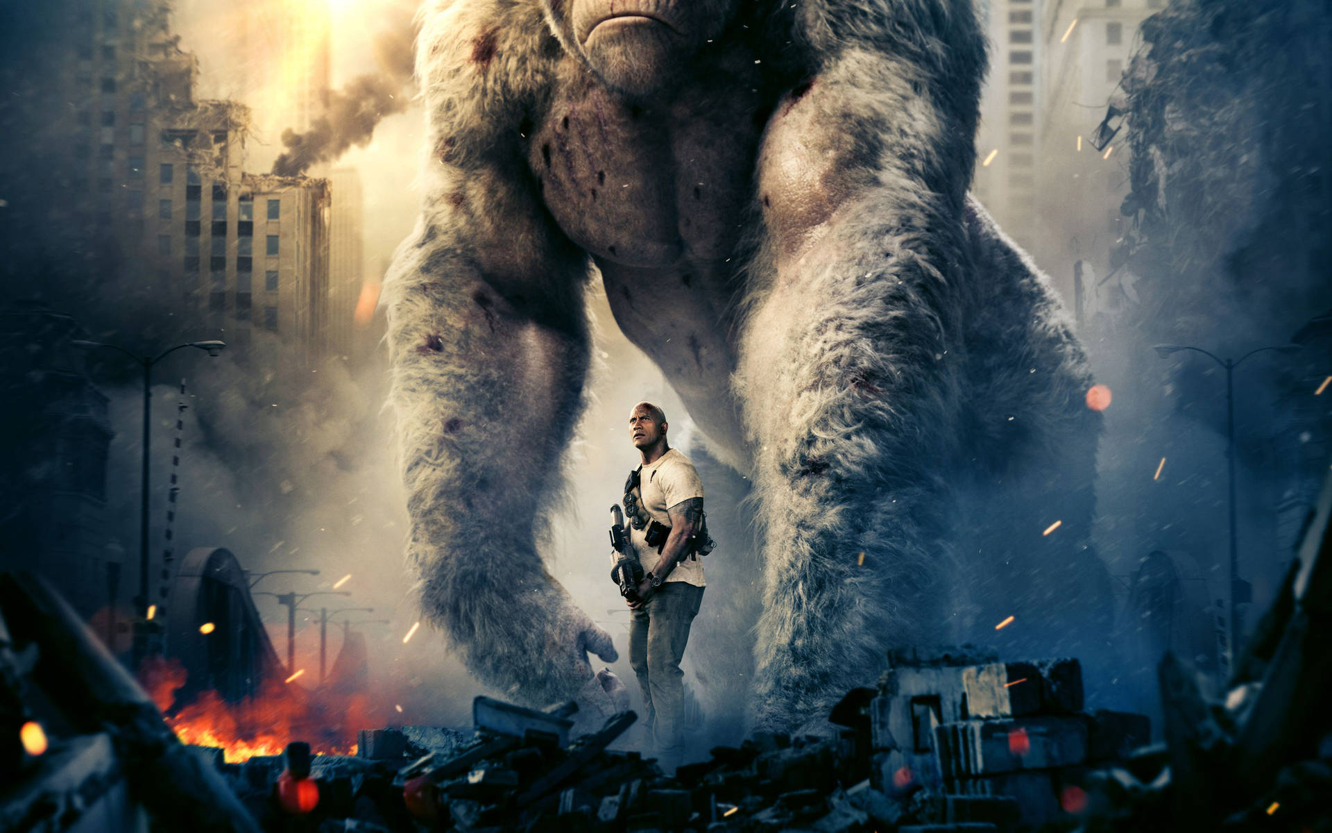 Dwayne Johnson In Rampage Hollywood Movie Background