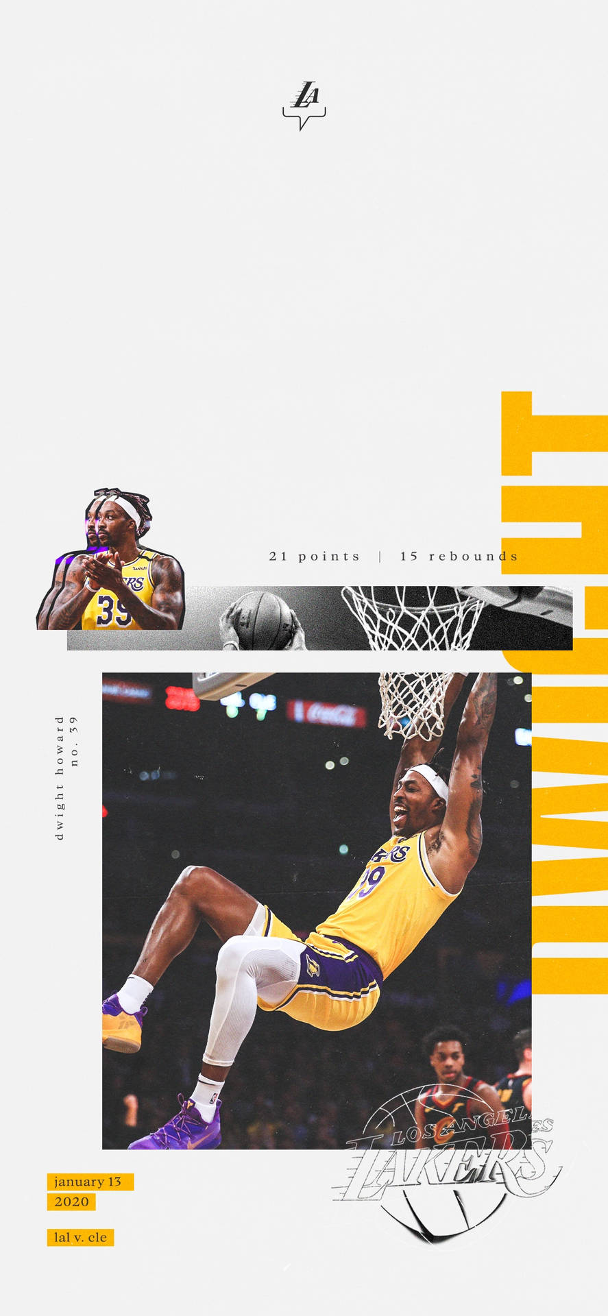 Dwight Howard La Lakers Basketball Slam Dunk Swing Background