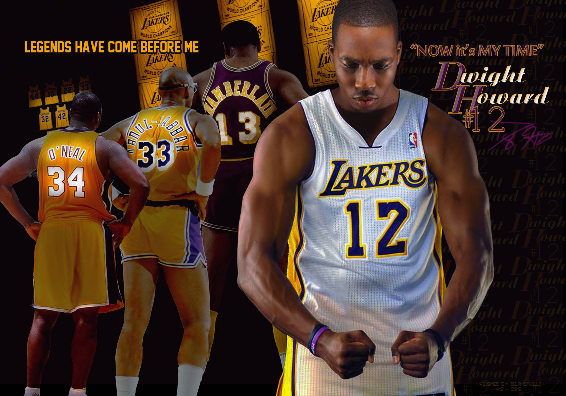 Dwight Howard Shaquille O'neal Wilt Chamberlain Lakers Legend Background