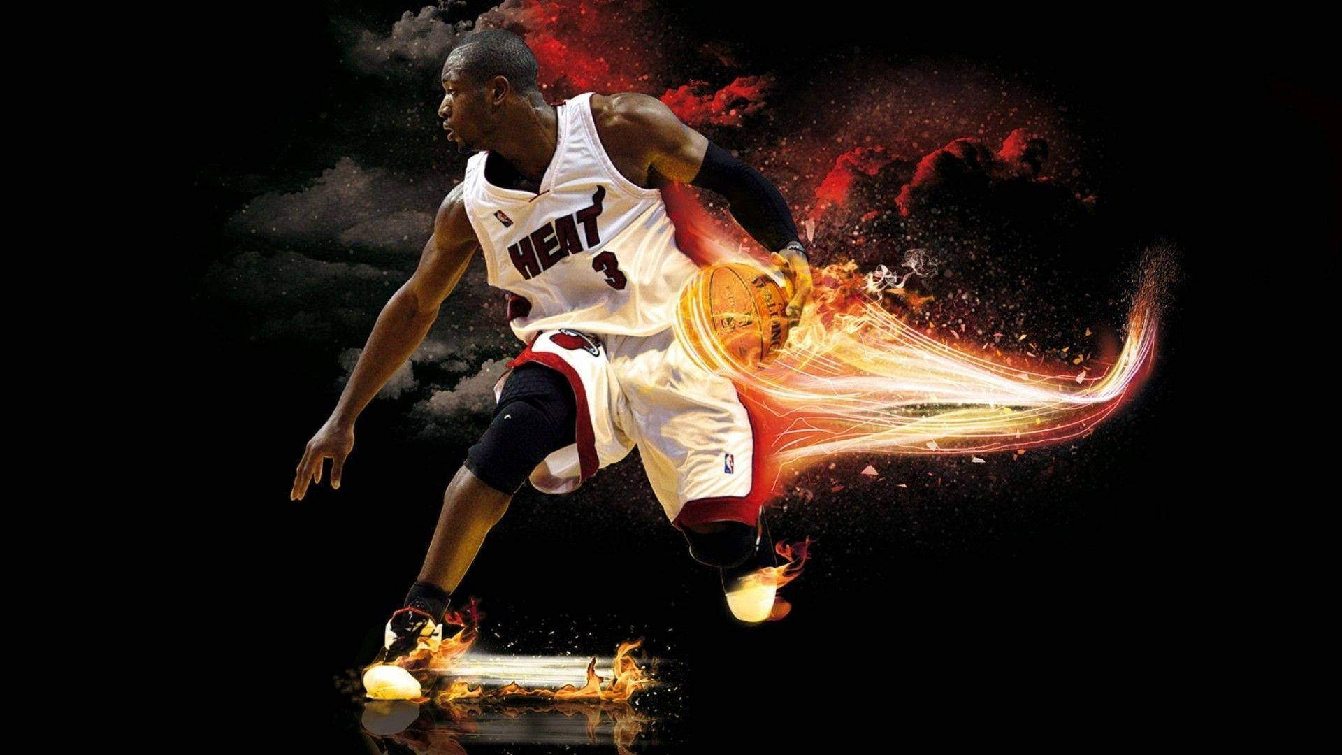 Dwyane Wade Fiery Digital Artwork