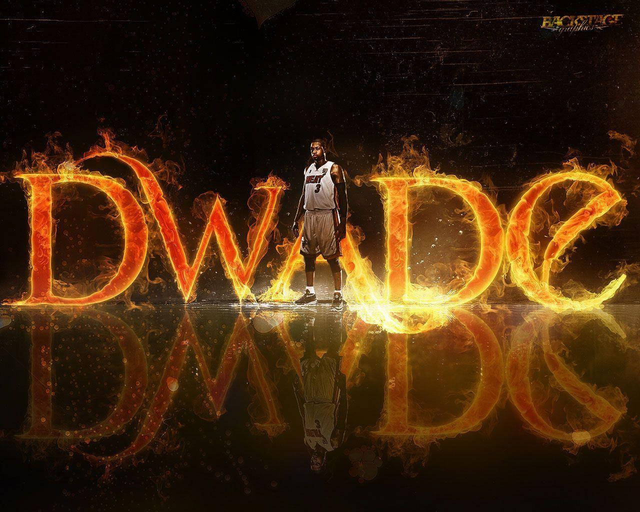 Dwyane Wade Fiery Digital Text Name