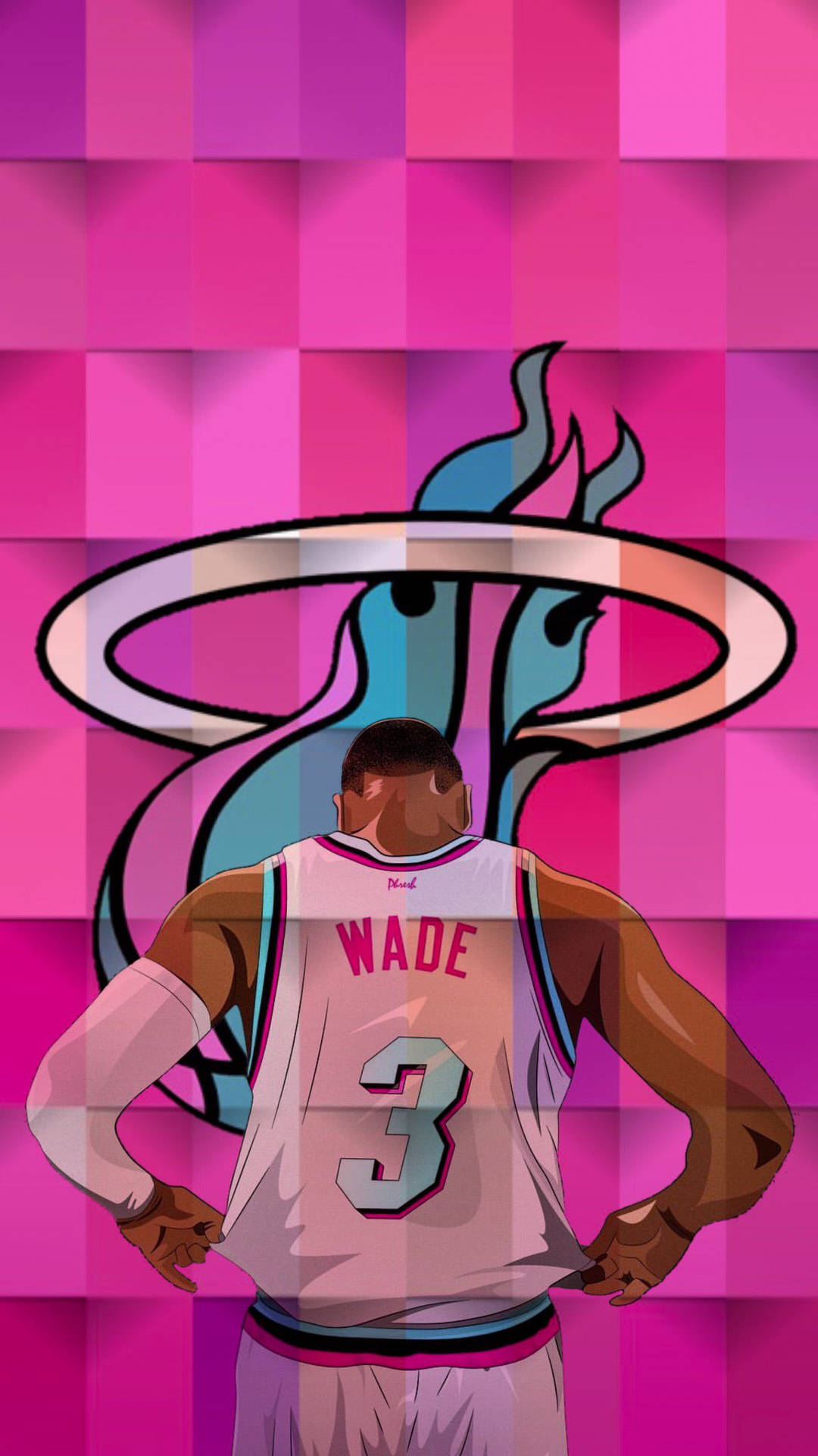 Dwyane Wade Posing With The Miami Heat Logo