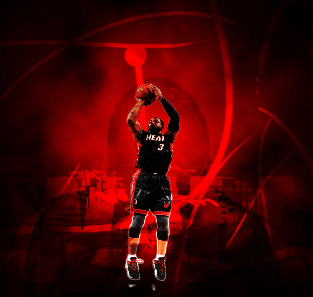 Dwyane Wade Three Point Shot Artwork Background