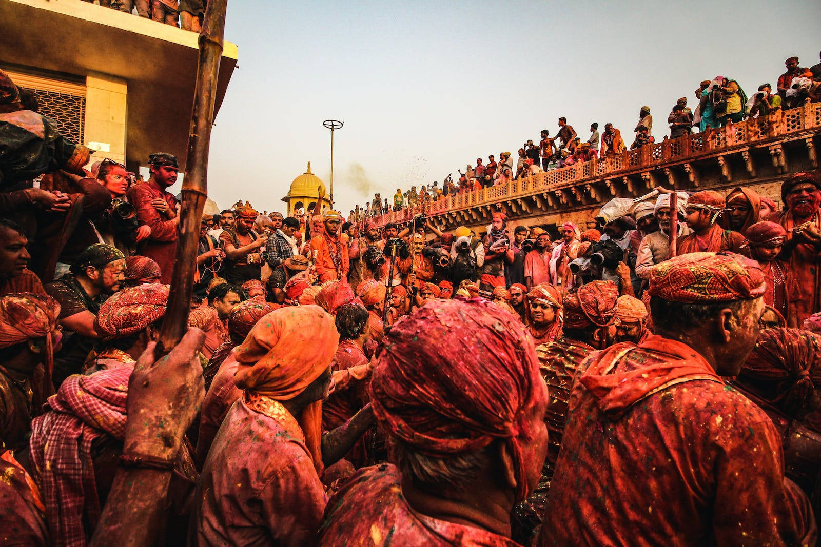 Dye-stained India Holi Festivalgoers Background