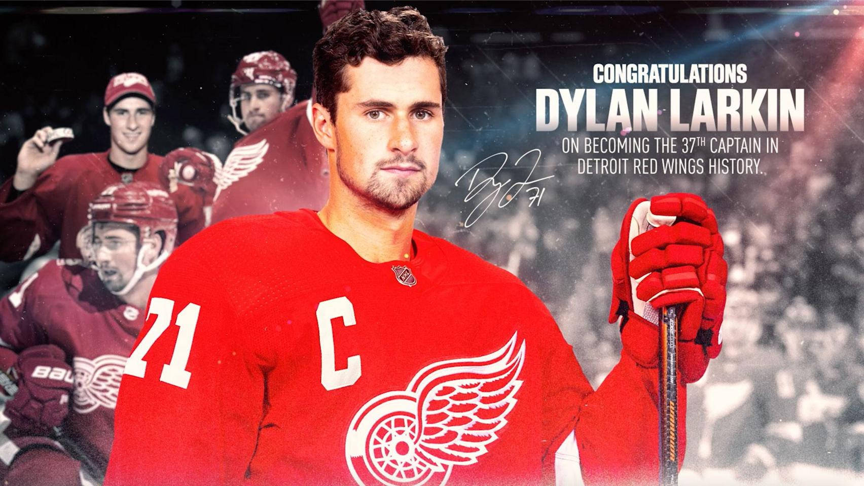 Dylan Larkin 37th Captain Of Detroit Red Wings Background