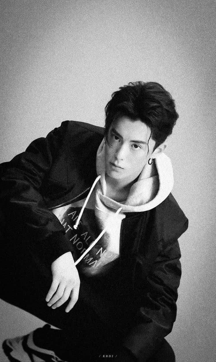 Dylan Wang In Black And White Background