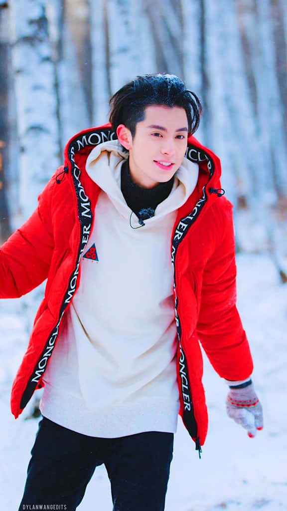 Dylan Wang In Snow Background